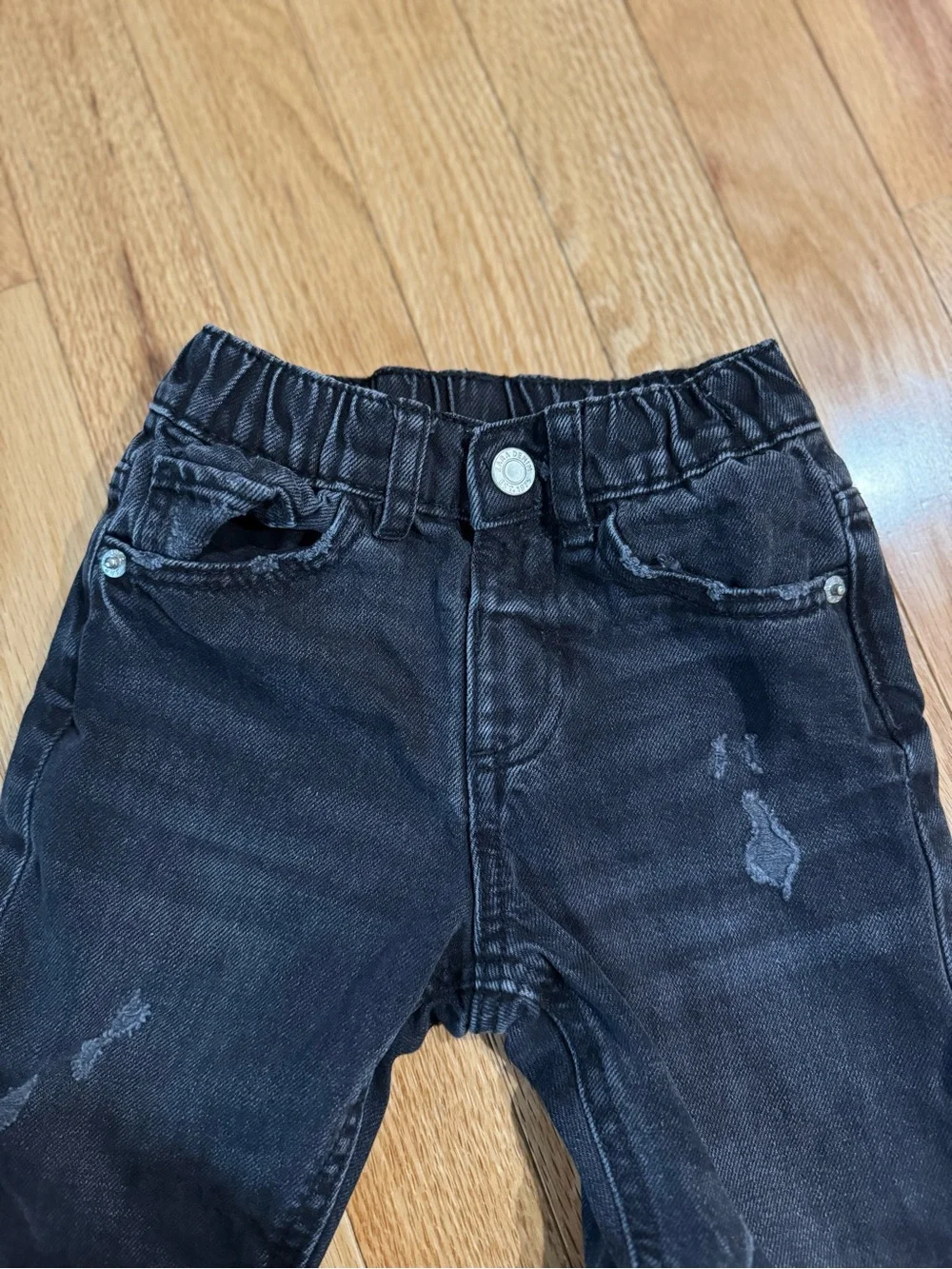 Zara Black Kids Denim Joggers with Faded Detail